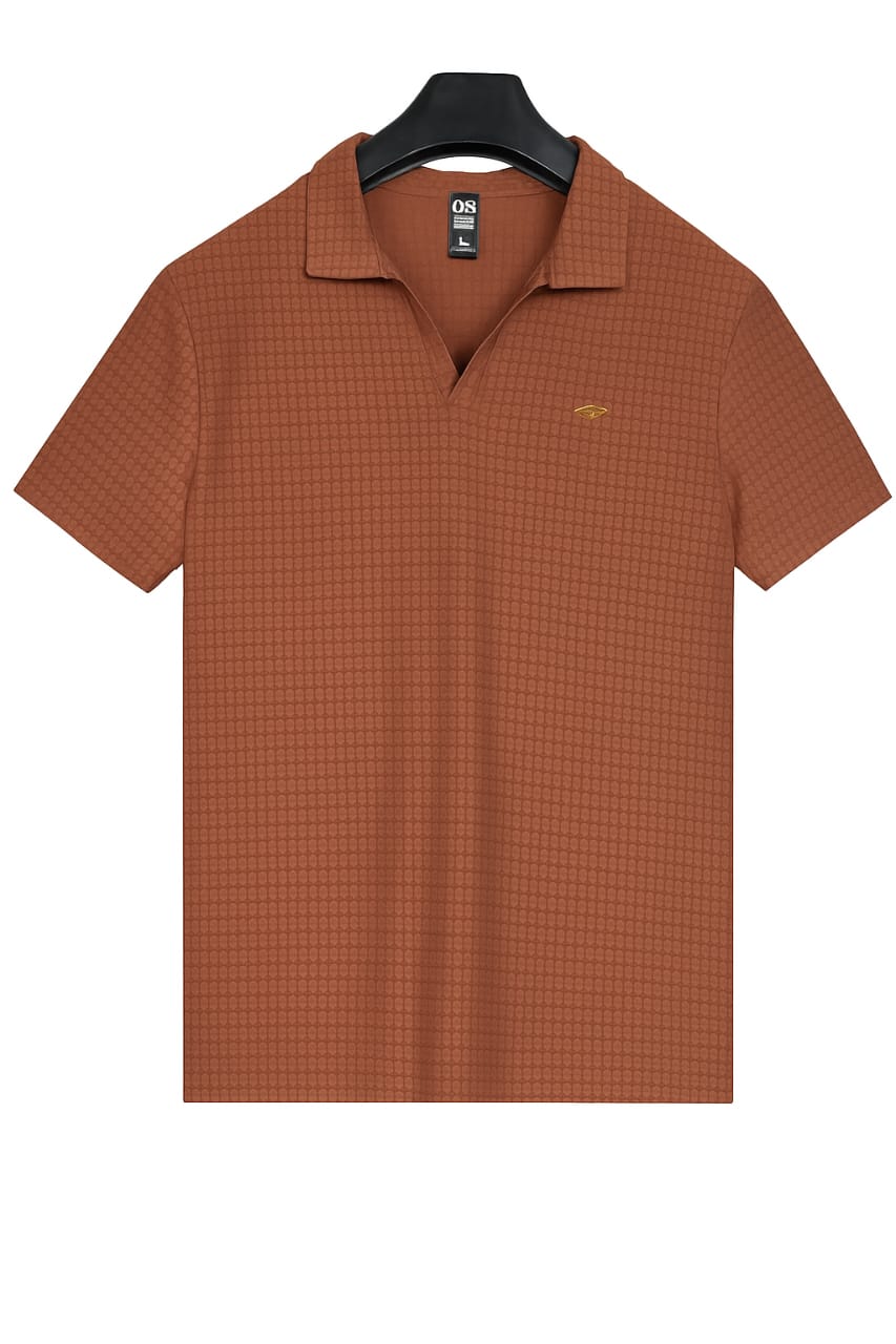 Men's Textured Rust Polo Shirt