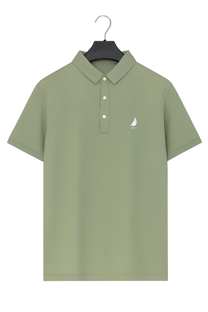 Men's Textured Dark Sea Green Polo Shirt