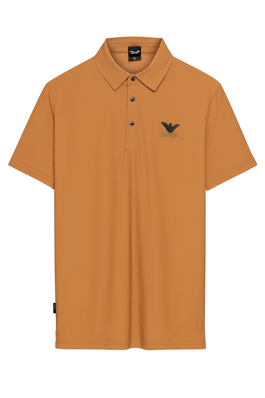 Armani Men's Textured Brown Polo Shirt