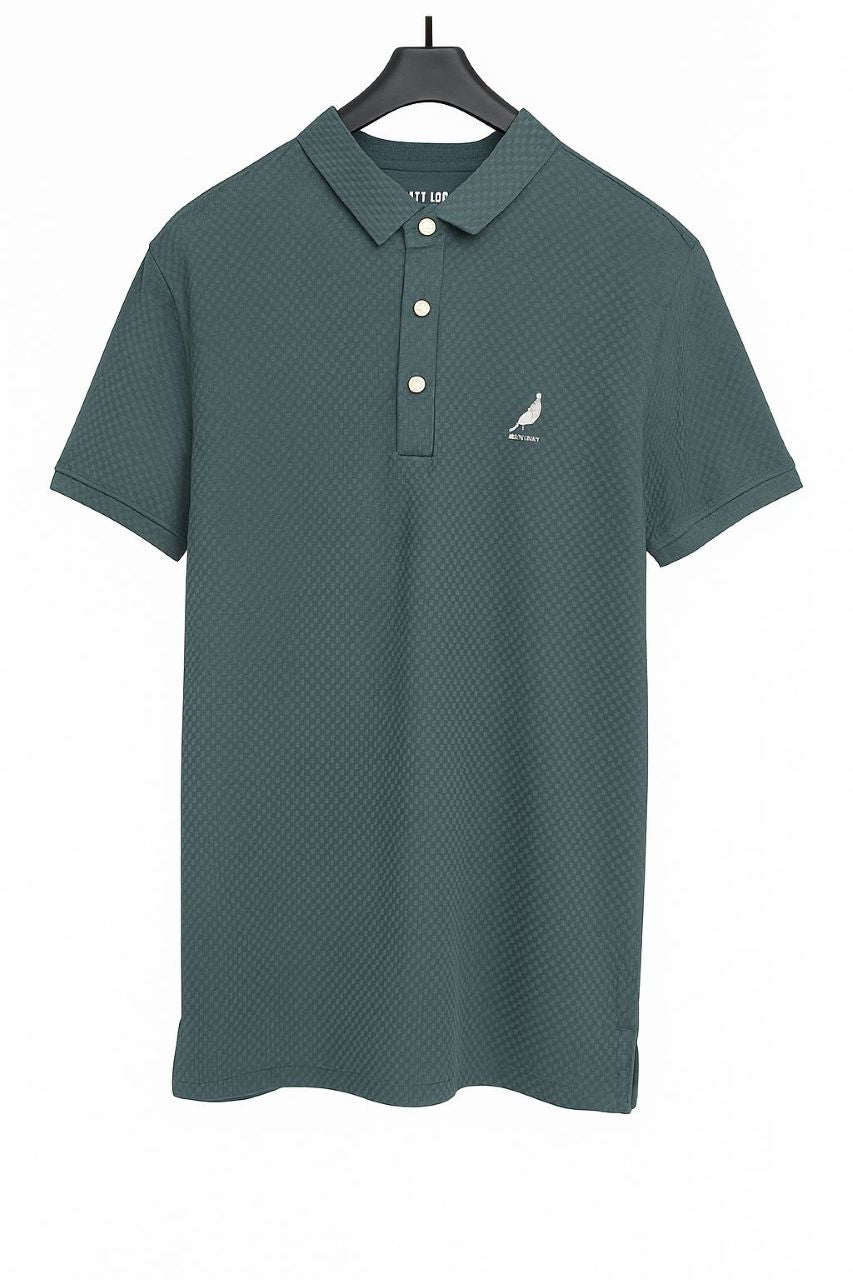Men's Textured Mineral Green Polo Shirt
