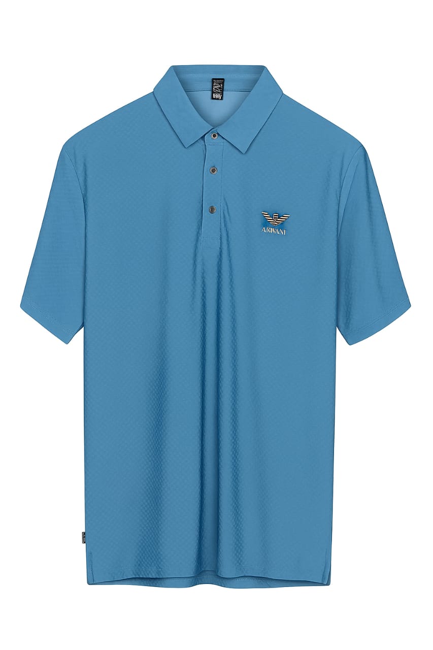 Armani Men's Blue Polo Shirt with Eagle Logo